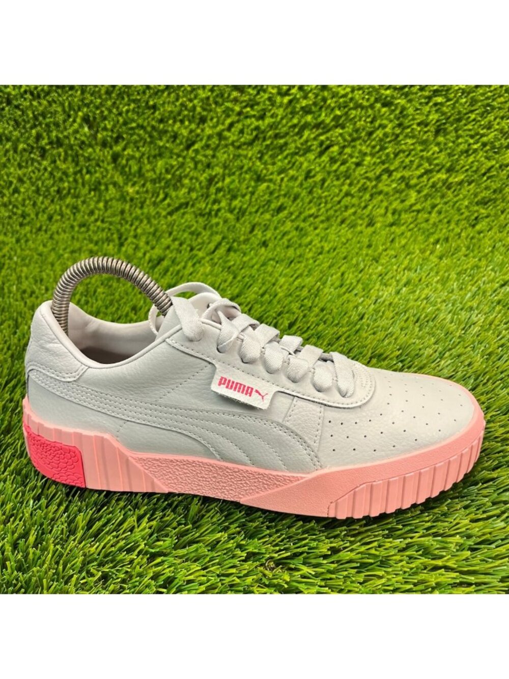Puma‎ California Chase Boys Size 6.5Y Gray Pink Running Walking Shoes Sneakers